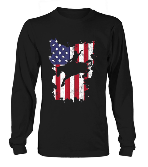 Vintage 4th Of July Usa Flag Rodeo Cowboy Horse Long sleeved Unisex