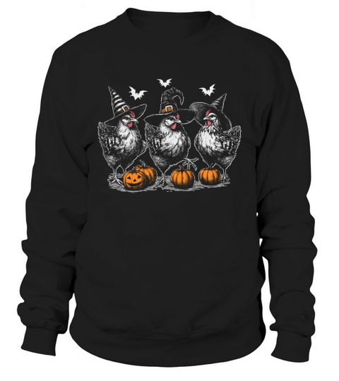 Chicken Witches Funny Halloween D Color Sweatshirt Unisex