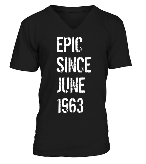 56 Year Old Gift For Men Women Born June 1963 V-Neck T-shirt