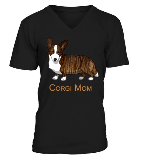 Black Tan Brindle Cardigan Welsh Corgi Mom Dog Lover T Shirt V-Neck T-shirt