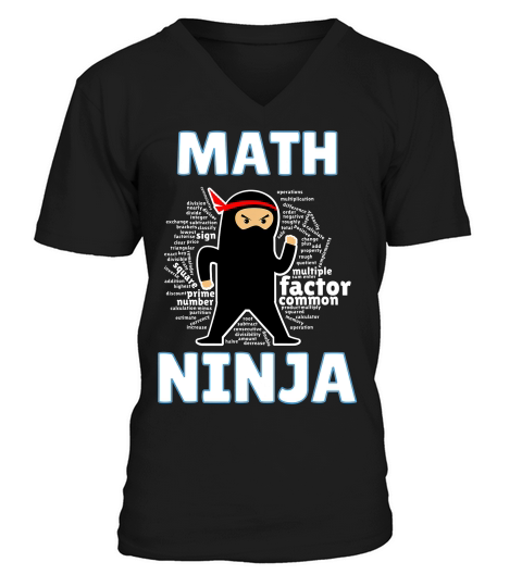 Math Ninja Graphic Cool Maths For Kids T-shirt V-Neck T-shirt