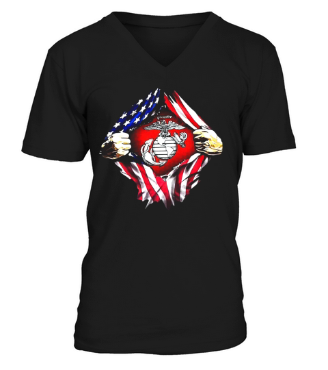 United States Marine Corps American flag V-Neck T-shirt