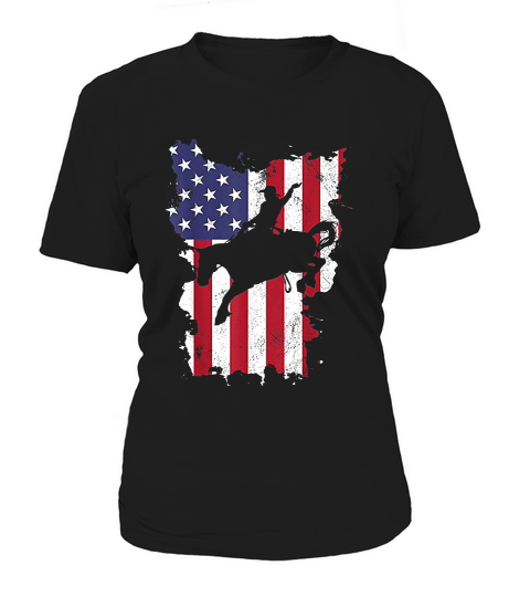 Vintage 4th Of July Usa Flag Rodeo Cowboy Horse Women's T-Shirt