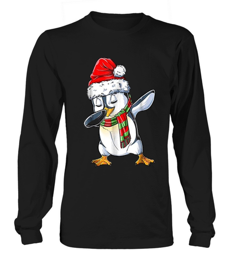 Dabbing Penguin Santa  Christmas Girls Boys Kids Gift Long sleeved Unisex
