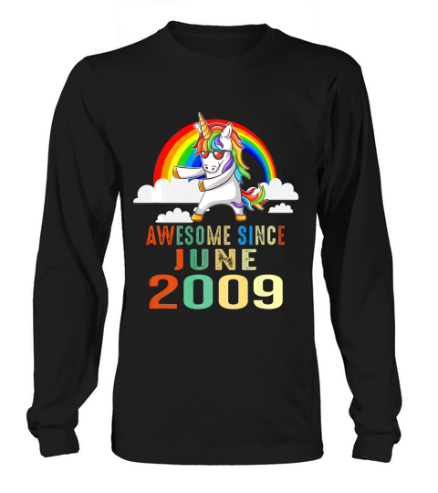 Flossing Unicorn 10 Year Old June 2009 10th Birthday T-shirt Long sleeved Unisex