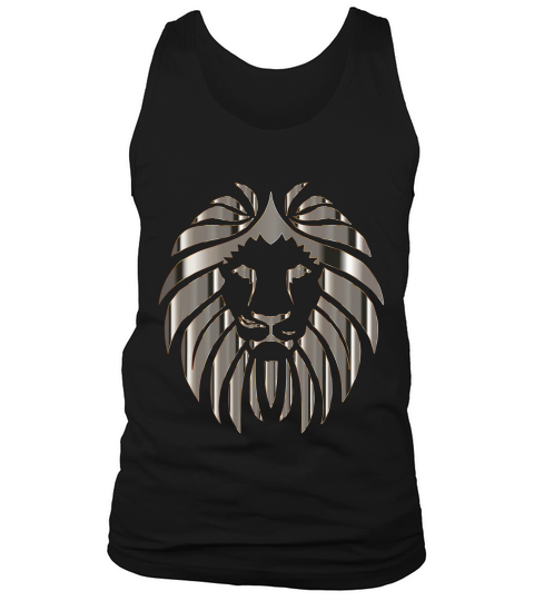 Silver Lion Head Portrait Safari Animal Novelty Gift T-shirt Tank Top Unisex