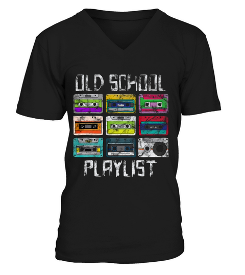 Cassette Tape Music T-shirt Retro 80s Old School Playlist_1 V-Neck T-shirt
