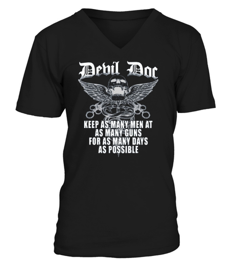 devil doc us navy corpsman badass army veteran V-Neck T-shirt