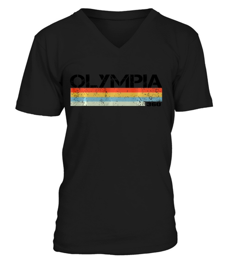 Olympia City Area Code 360 Vintage Retro Stripes T Shirt V-Neck T-shirt