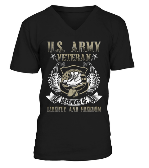 Us Army Veteran Defender Of Liberty 4th July Day T Shirt_3 V-Neck T-shirt