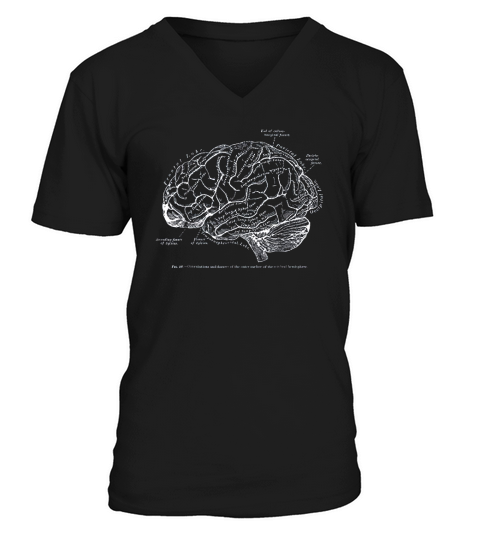Vintage Human Anatomy Brain V-Neck T-shirt