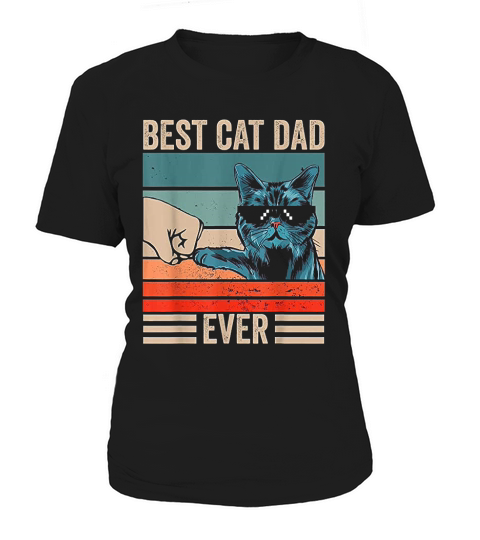 Vintage Best Cat Dad Ever Bump Fist Fathers Day Gifts Women's T-Shirt