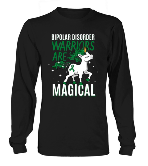 Bipolar Warrior Magical Unicorn Green Ribbon Mental Illness Long sleeved Unisex