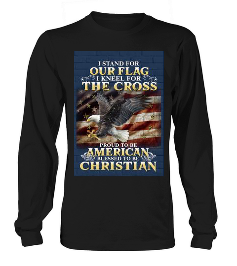 I Stand for The Flag I Kneel for The Cross, Double Sided, 11.5 x 17.5 Inch - Garden Flag Long sleeved Unisex