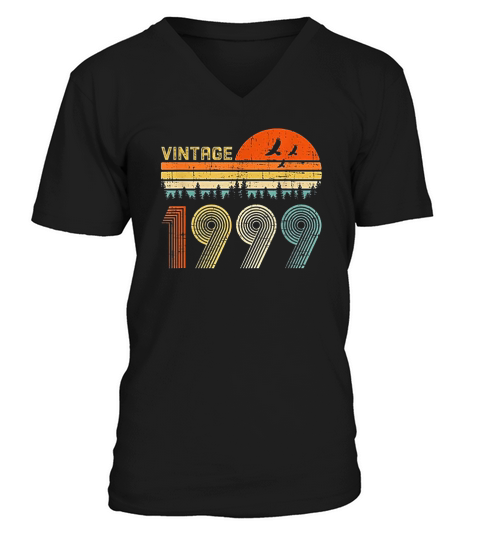 22nd Birthday Gift Vintage 1999 Retro Bday 22 Years Old V-Neck T-shirt