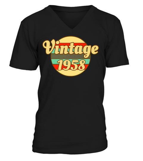 Born In 1958 61st Birthday Vintage Design V-Neck T-shirt