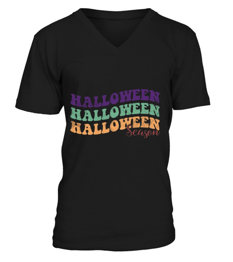 Halloween Season Retro Groovy Vintage 1.02 V-Neck T-shirt