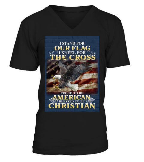 I Stand for The Flag I Kneel for The Cross, Double Sided, 11.5 x 17.5 Inch - Garden Flag V-Neck T-shirt