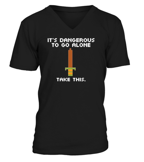 Its Dangerous To Go Alone Take This 8 Bit Gaming Black 6m Infant Baby Boy Girl V-Neck T-shirt