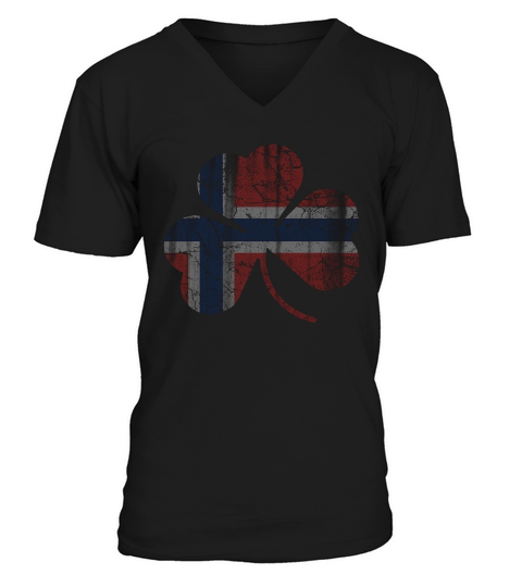 Norwegian Flag Irish Shamrock Shirt St Patricks Day Norge V-Neck T-shirt