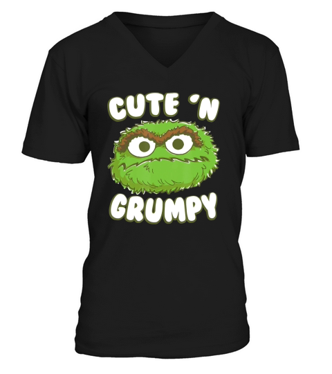 Sesame Street Oscar the Grouch Cute And  Grumpy V-Neck T-shirt