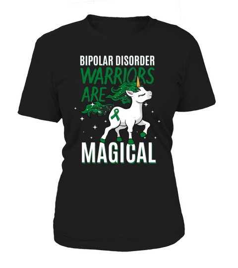 Bipolar Warrior Magical Unicorn Green Ribbon Mental Illness Women's T-Shirt
