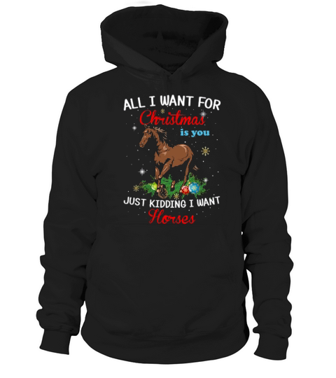 Funny Want Horses For Christmas Santa Horse Lovers Wild Animal Xmas Ornaments Hoodie Unisex
