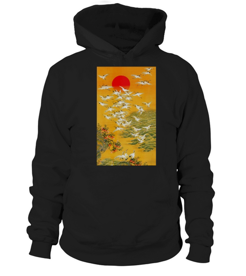 Japanese Crane Vintage Hokusai Woodblock T-shirt Hoodie Unisex