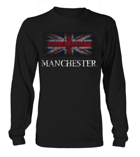 Manchester England British Flag Faded T-shirt Long sleeved Unisex