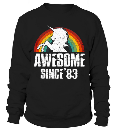 Awesome Since 83 Unicorn Retro Vintage Rainbow T-shirt Sweatshirt Unisex