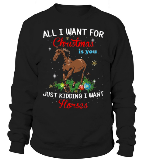 Funny Want Horses For Christmas Santa Horse Lovers Wild Animal Xmas Ornaments Sweatshirt Unisex