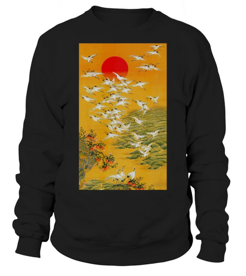 Japanese Crane Vintage Hokusai Woodblock T-shirt Sweatshirt Unisex