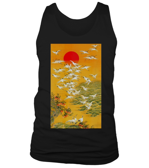 Japanese Crane Vintage Hokusai Woodblock T-shirt Tank Top Unisex