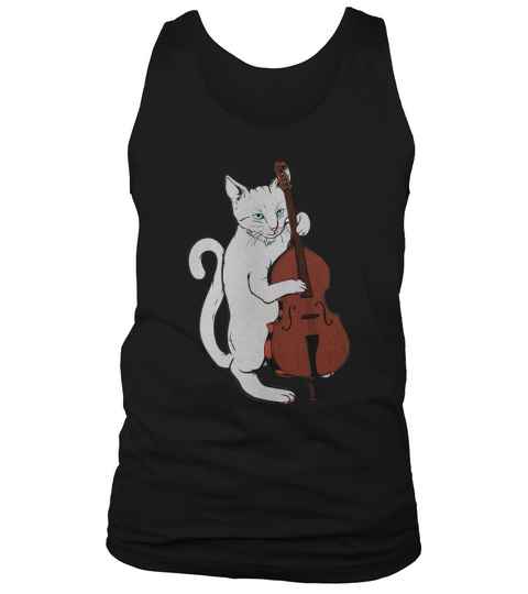 Jazz Cat Playing Upright Bass Shirt Cool Musician Tank Top Unisex