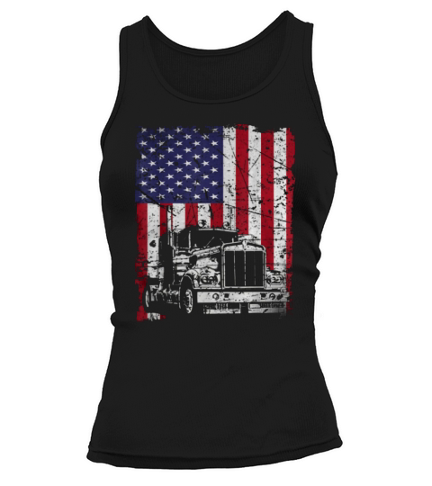 Vintage Truck Driver American Flag Trucker shirt Tank top Woman
