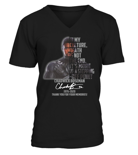 Chadwick Boseman Signature 1976 2020 Thank You For Your Memories V-Neck T-shirt
