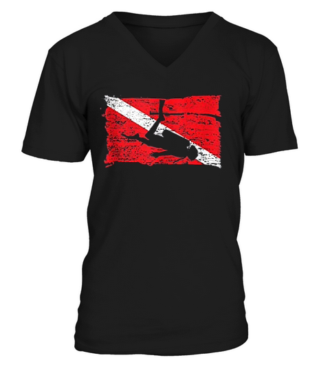 Scuba Diving Flag Vintage Divers V-Neck T-shirt