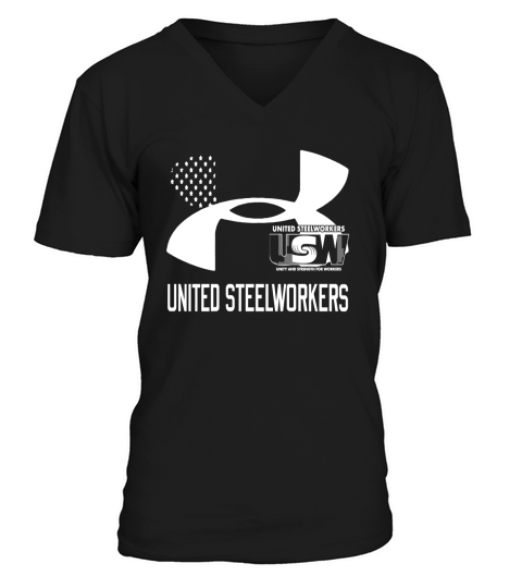 United Steelworkers Unity And Strength For Workers Flag - Drawstring Bag V-Neck T-shirt