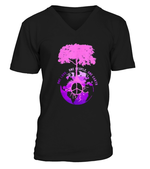 World Peace Sign Tree Earth Day Hippie Environment V-Neck T-shirt