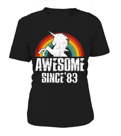 Awesome Since 83 Unicorn Retro Vintage Rainbow T-shirt Women's T-Shirt