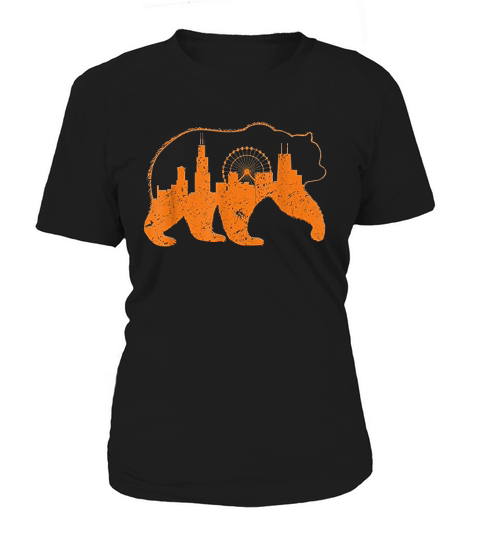 Chicago City Apparel Downtown Walking Bear Silhouette Gift Women's T-Shirt