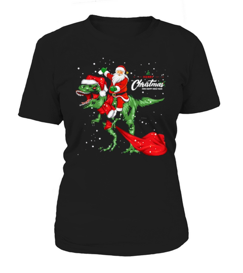Christmas Santa And Dinosaur Women's T-Shirt