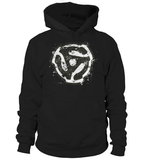 Dj Vinyl Design 45 Rpm Record Adaptor Outline Hoodie Unisex