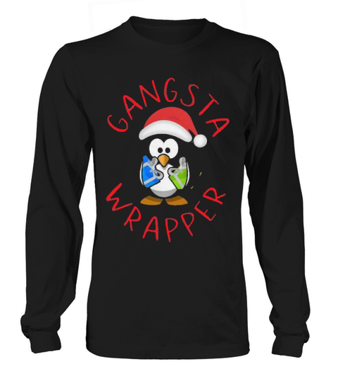 Christmas Santa Penguin Hugging Gift Gangsta Wrapper Long sleeved Unisex