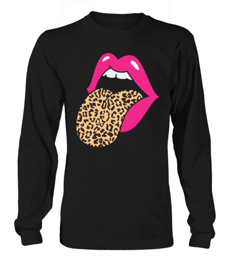 Hot Pink Lips Leopard Tongue Trendy Cheetah Animal Print Long sleeved Unisex
