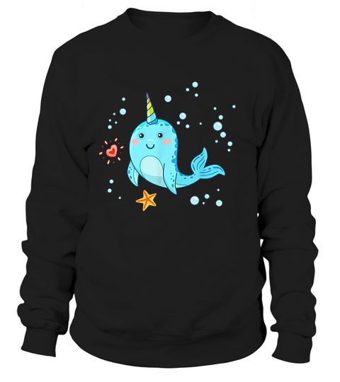 Cute Kawaii Love Narwhals Unicorn Whale Sweatshirt Unisex