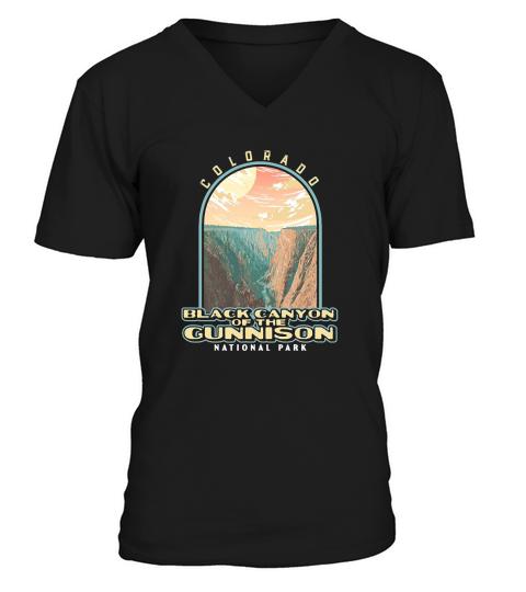 Black Canyon of the Gunnison Colorado Vintage WPA Style V-Neck T-shirt