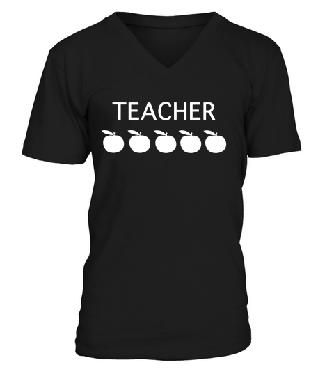 Esl Teacher Five Apples Shirt In Orange Pink Yellow Purple V-Neck T-shirt