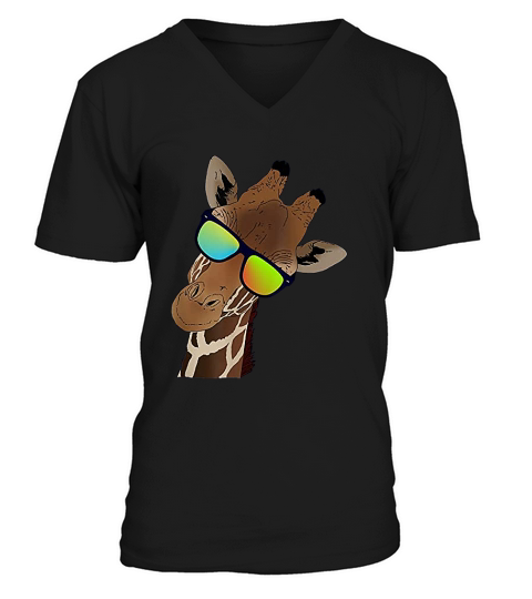 Funny Looking Giraffe For Giraffes  Zebras Lovers V-Neck T-shirt