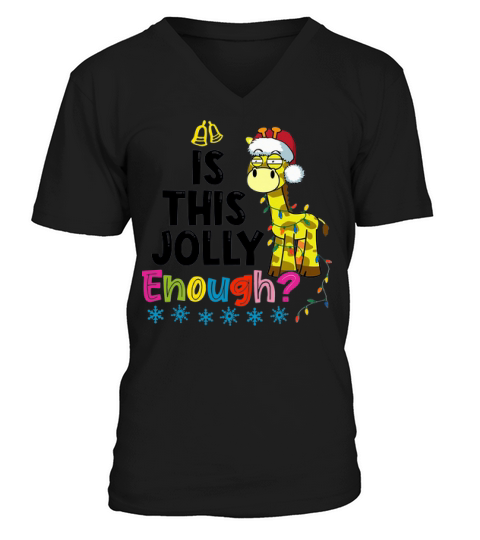 Giraffe Santa Is This Jolly Enough Christmas Shirt V-Neck T-shirt